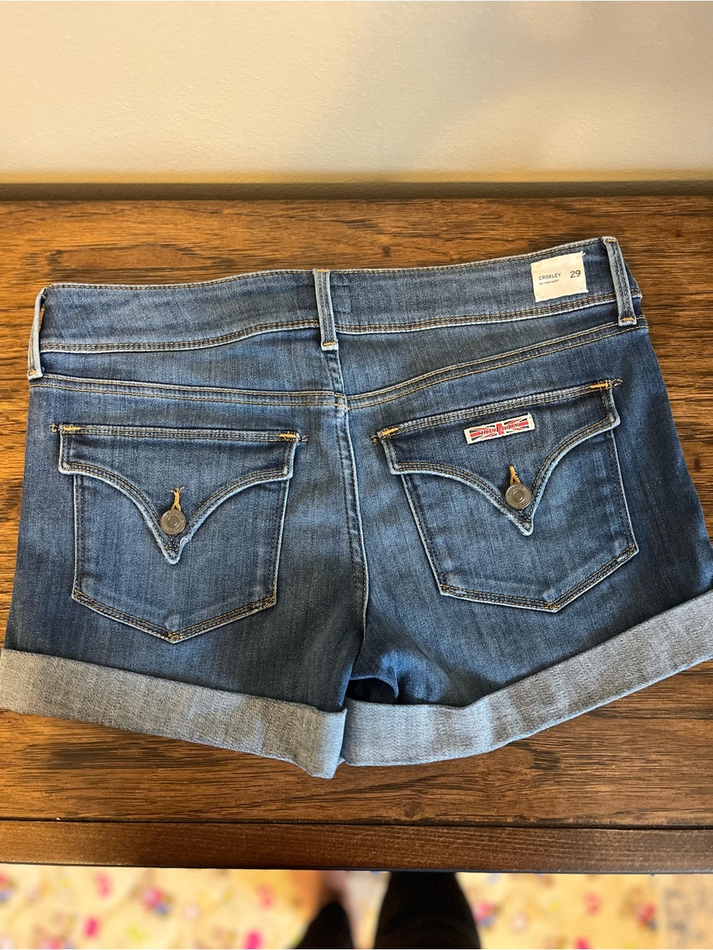 Hudson Croxley Jeans Mid-Blue Cuffed Denim Shorts